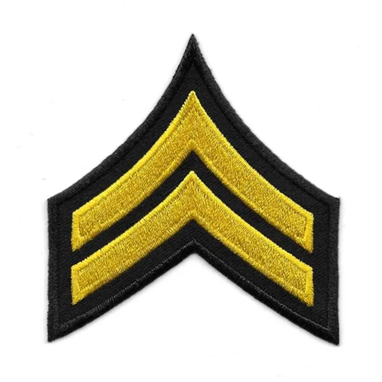 bc-7 chevrons,  Corporal Chevrons Gold/Black, correctional officer chevrons, 3-inch chevrons, cdcr gold black chevrons