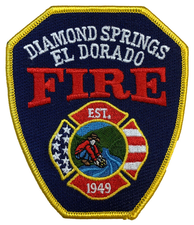 Diamond Springs Fire patch pair, Diamond Springs Fire department patch pair, Diamond Springs Fire embroidered patch pair, Diamond Springs Fire uniform patch pair, Diamond Springs Fire patch collection