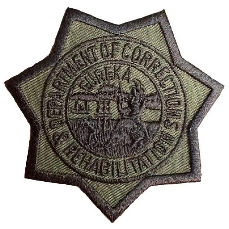 Close-up of OD Green and Black embroidered CDCR Officer Star