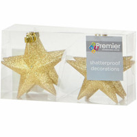 Premier Shatterproof Glitter Star - Gold (Pack of 6)