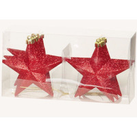 Premier Shatterproof Glitter Star - Red 10cm (Pack of 6)