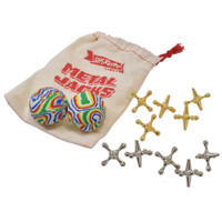 SupeRetro Metal Jacks Game with 10 Jacks and 2 Bouncy Balls