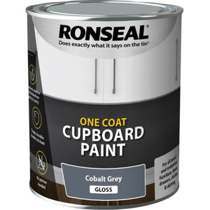 Ronseal Water Based One Coat Cupboard Paint Colbalt Grey Gloss - 750ml
