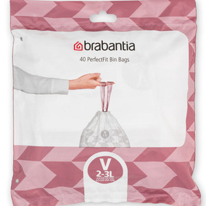 Brabantia Size V Bin Liners In A Dispenser Pack - 2 - 3L - 40 Bags