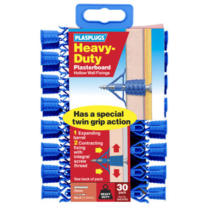 Plasplugs HCF553 Heavy-Duty Plasterboard Wall Fixings (Pack of 30)