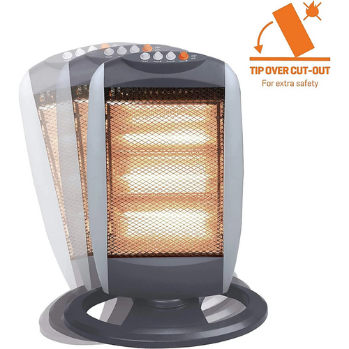 1200W Black Oscillating Halogen Heater