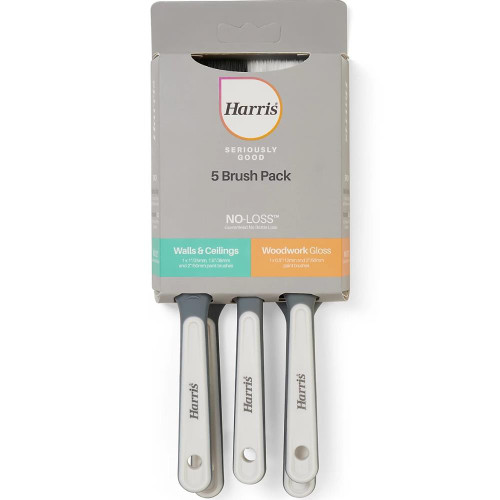 Seriously Good Paint Brush Set Wall & Ceilings Emulsion & Woodwork Gloss No Loss Pack of 5