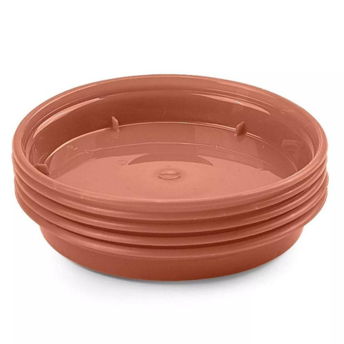 Terracotta Colour Plastic Plant Saucers For 5" - 6" Plant Pots - 5pk