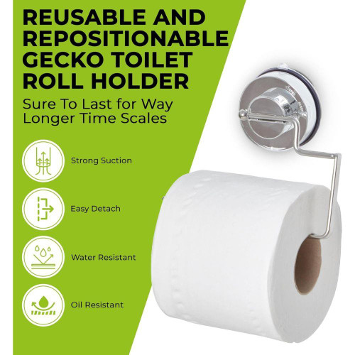 Gecko Vacuum-Lock Toilet Roll Holder - Stainless Steel Gecko Vacuum-Lock Toilet Roll Holder - Stainless Steel