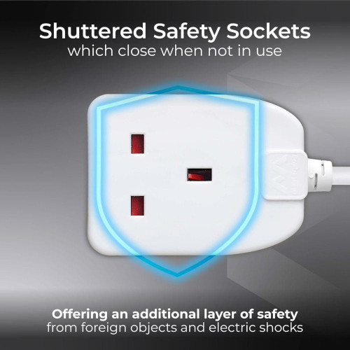 Single Socket Extension Lead 5m White 13A Long Cable Power Lead 