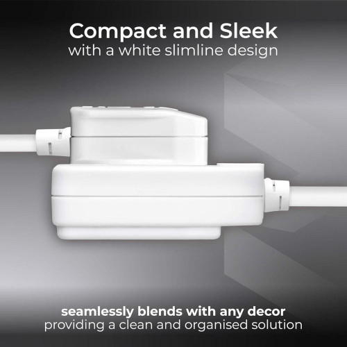 Single Socket Extension Lead 5m White 13A Long Cable Power Lead 