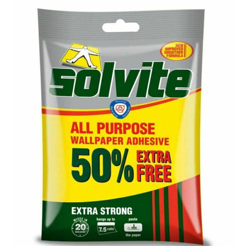Solvite All Purpose Wallpaper Adhesive 5 Roll +50%free (Hangs Up To 7.5 Rolls)
