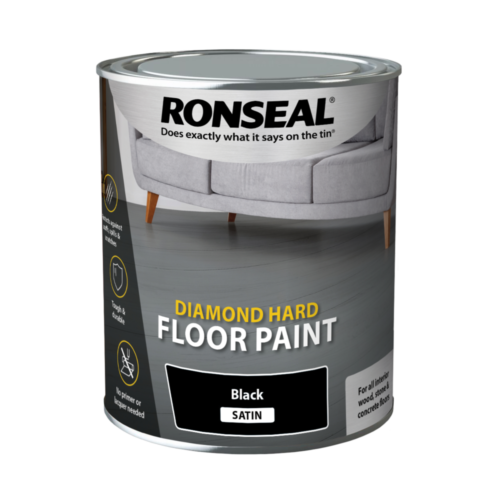 Ronseal Diamond Hard Floor Paint Black Satin 750ml