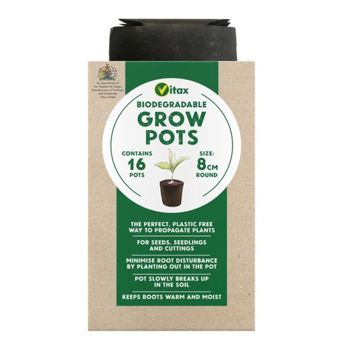 Vitax Biodegradable  Grow Pots 8cm x 16 - Round