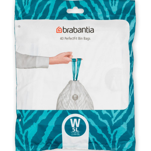Brabantia Size W Bin Liners In A Dispenser Pack - 5L - 40 Bags