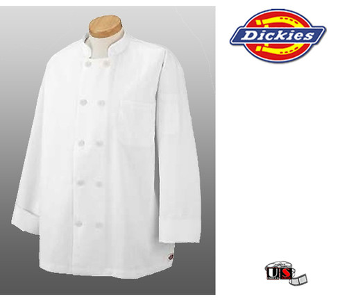 Dickies Chef Economy Coat with Dickies Logo Flat Buttons - White