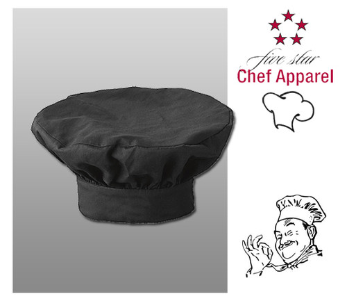 Five Star Chef's Apparel Hat - Black