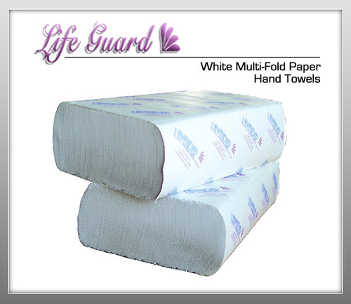 LIFE GUARD White Multi-fold Paper Hand Towels - 250 Per Pack