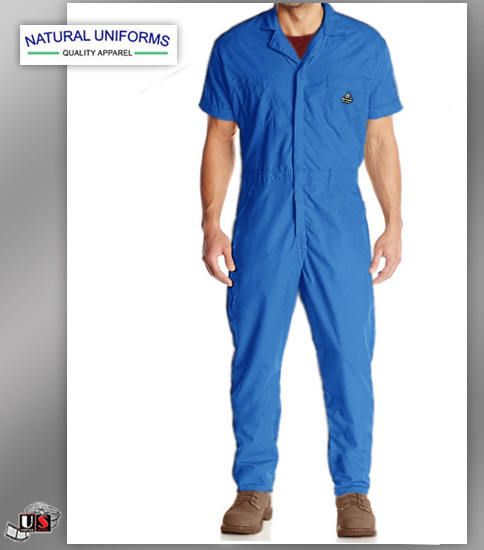 Natural Workwear Mens Short Sleeve Basic Blended Work Coverall - Royal