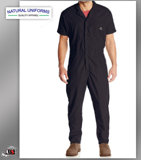 Natural Workwear Mens Short Sleeve Basic Blended Work Coverall - Black