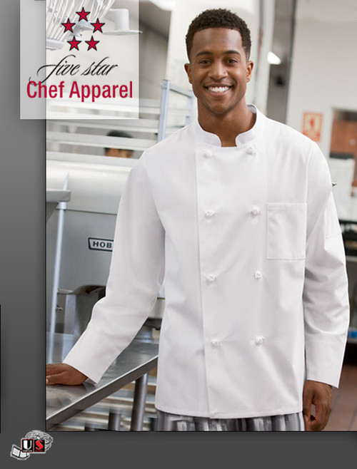 18016 Five Star Unisex Knot Button Chef Coat