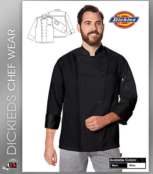 Dickies Chef Classic 10 Button Coat with Contrast Cuffs and Collar DC46 