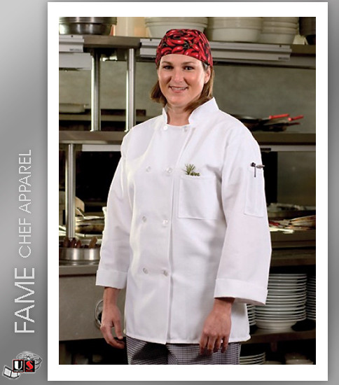 Fame 8 Button Economy Long Sleeve Classic Chef Coat