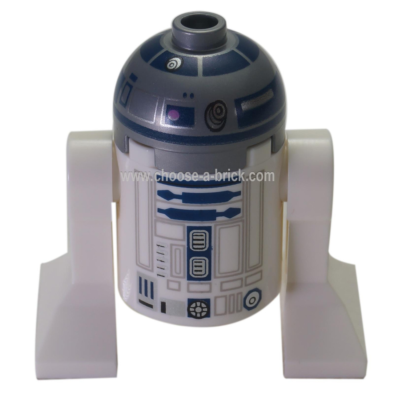 R2-D2 Flat Silver Head, Dark Blue Printing, Dark Pink Dots, Large Receptor