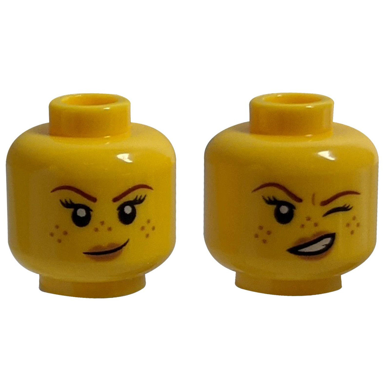 Dual Sided Head Female Small Smirk / Left Eye Squinted Pattern - Hollow Stud