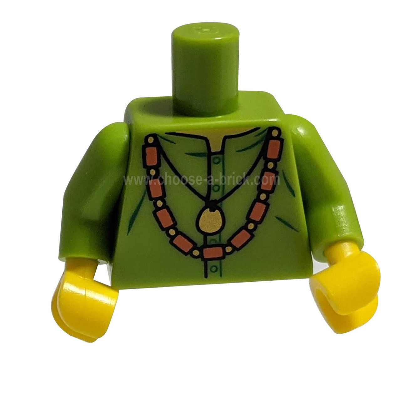 Level Up Style with LEGO® Minifigure Torso 973pb1874c01: Vibrant Lime Shirt  and Gold Pendant!