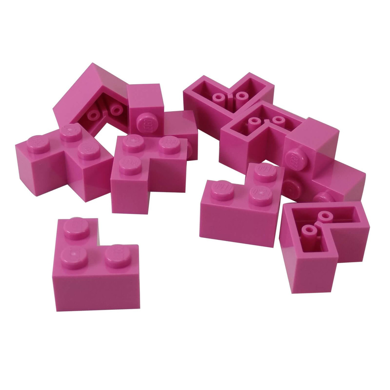 Lego 50 New Dark Pink Bricks Modified 1 x 2 with Studs on Side Pieces
