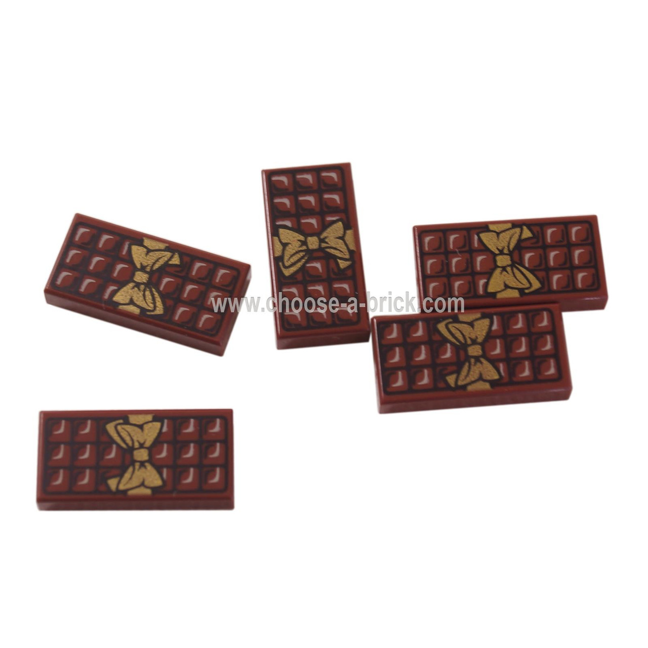 Lego X6 New Reddish Brown 1x2 Tile W/ Chocolate Bar Pattern Mini Figures Food