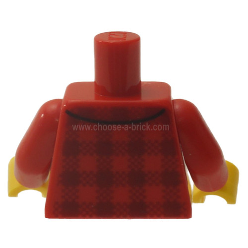 Red Torso Plaid Flannel Shirt with Collar and 5 Buttons Pattern - Red Arms - Yellow Hands