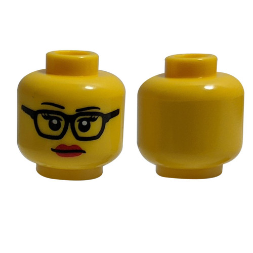 Head Female Glasses, Eyelashes and Red Lips Pattern - Hollow Stud