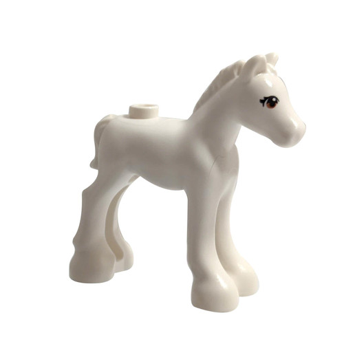 White Horse, Friends, Foal with Dark Orange Eyes with 2 Eyelashes Pattern