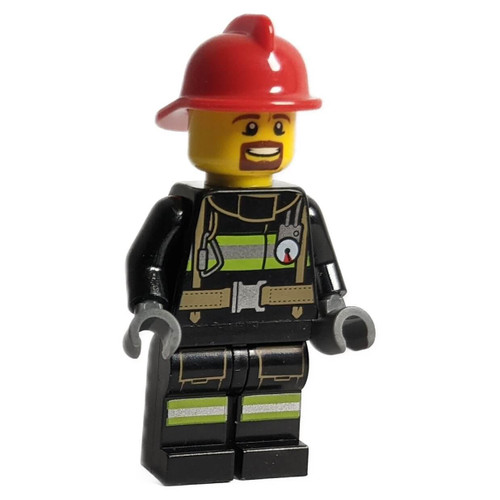 Fire - Reflective Stripes with Utility Belt, Red Fire Helmet, Brown Goatee