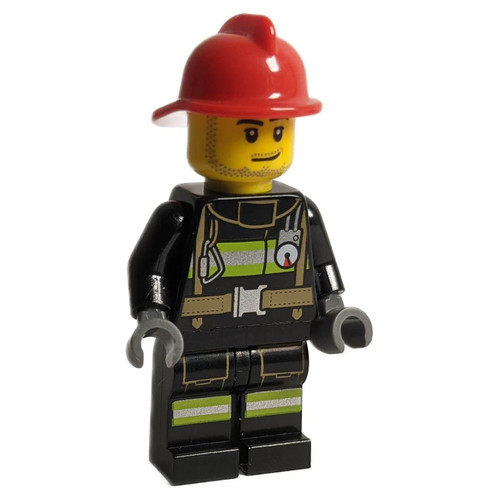 Fire - Reflective Stripes with Utility Belt, Red Fire Helmet, Male Smirk