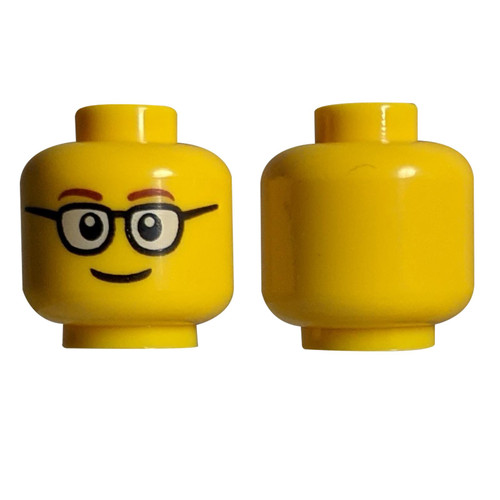  Glasses Rounded with Brown Thin Eyebrows, Smile Pattern - Hollow Stud