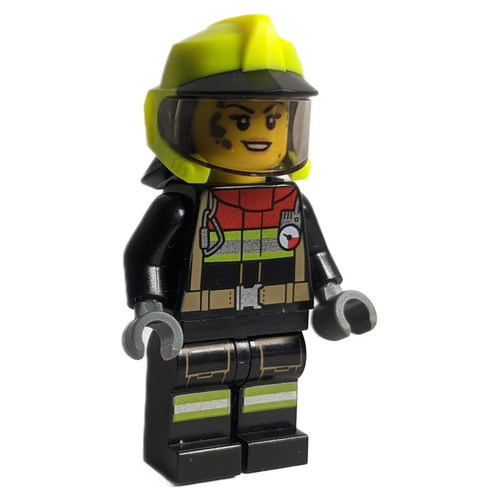 Female firefighter with neon helmet