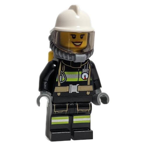 Female Firefighter with breathing device