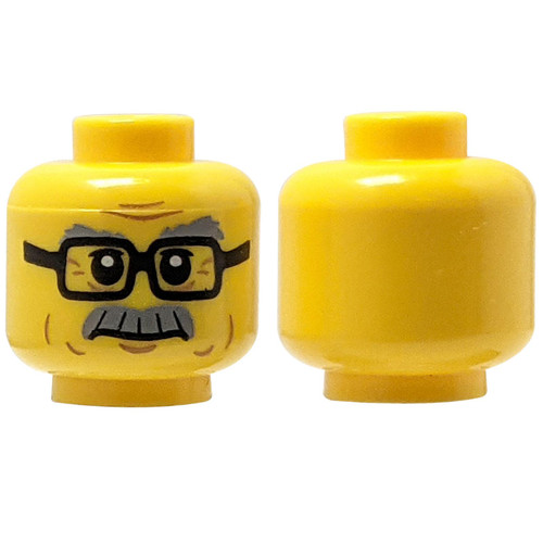 Glasses Rectangular, Gray Eyebrows and Moustache with wrinkles Pattern - Hollow Stud