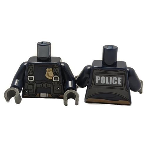 Torso Police with Harness, Gold Star Badge Logo, Belt and 'POLICE' on Back Pattern / Dark Blue Arms