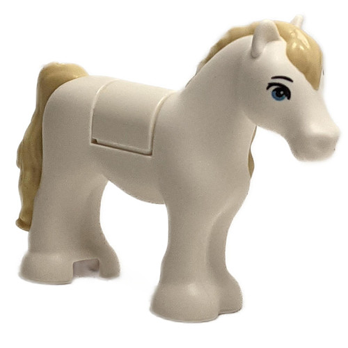 Horse / Pony, Friends with 1 x 1 Cutout with Molded Tan Mane and Tail and Printed Sand Blue Eyes an