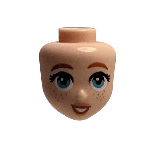 Mini Doll, Head Friends with Dark Orange Eyebrows, Dark Azure Eyes, Nougat Freckles and Lips, and Open Mouth Smile with White Teeth Pattern