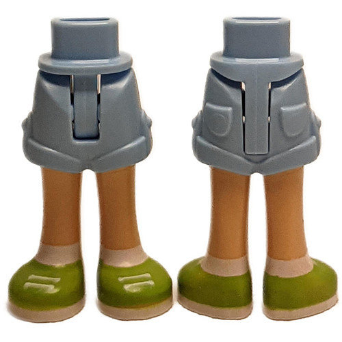 Mini Doll Hips and Shorts with Molded Medium Tan Legs and Printed Lime Shoes with White Laces, Soles and Socks Pattern - Thin Hinge