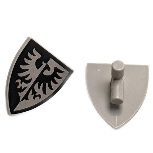 Minifigure, Shield Triangular  with Black and Silver Falcon Pattern