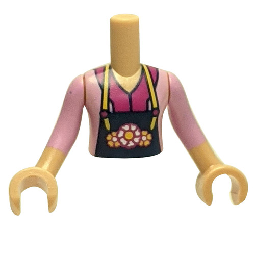 Mini Doll Torso - Bright Pink Top with Floral Apron