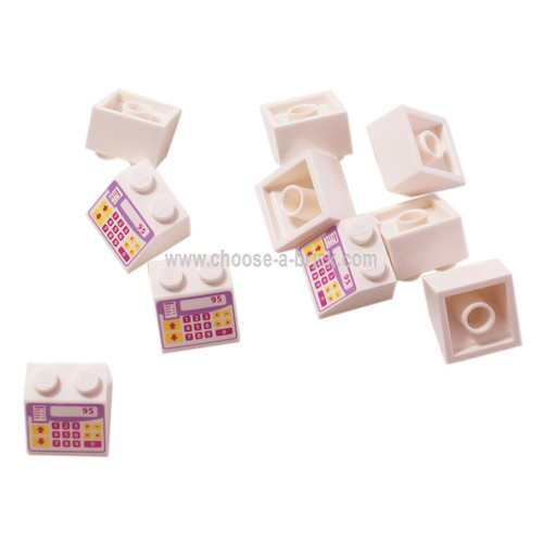 LEGO Parts - White Slope 45 2 x 2 with Pink, Purple and Yellow Cash Register Pattern