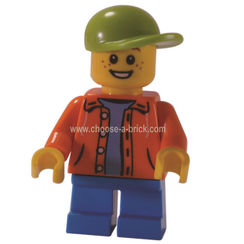 LEGO Minfigure - Boy - Orange Jacket with Hood Lime Cap (31068)