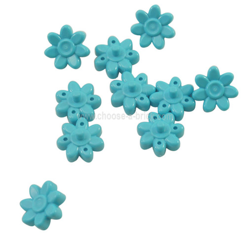 Minifigure, Utensil Trolls Flower, 7 Petals and Pin meduim azure